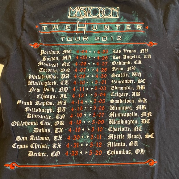 Mastodon Hunter Tour 2012 tee shirt SZ M, GUC, double sided, great shirt! - Picture 3 of 6